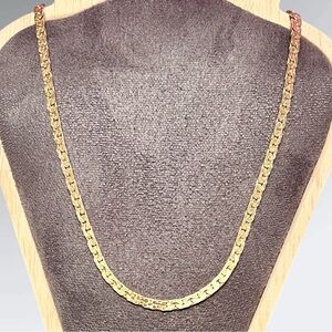 Korea 14K Gold Plated Nugget Style 4MM Herringbone 20” Chain Necklace